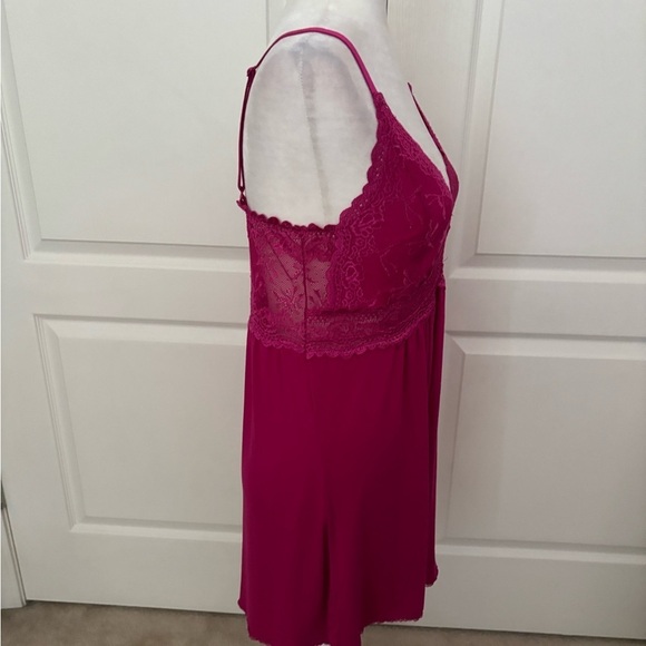 Mystique Intimates Fuchsia Lace Slip Dress – Size L, Adjustable Straps, EUC - Picture 4 of 10